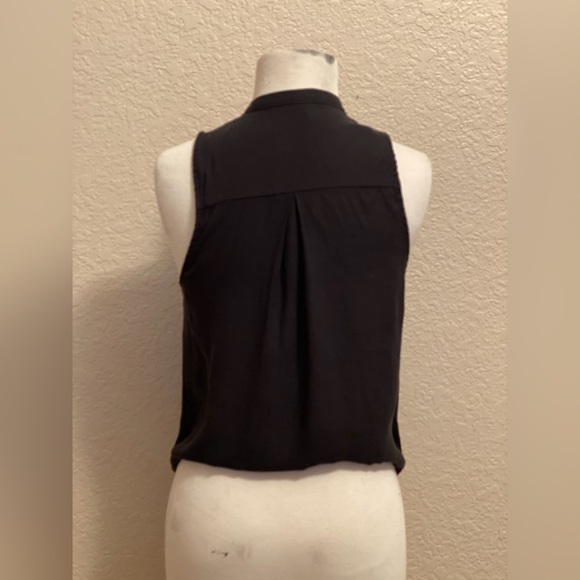 Free People So Fine Tank - Black Chiffon Surplice Tank with Snap Details - Picture 3 of 5